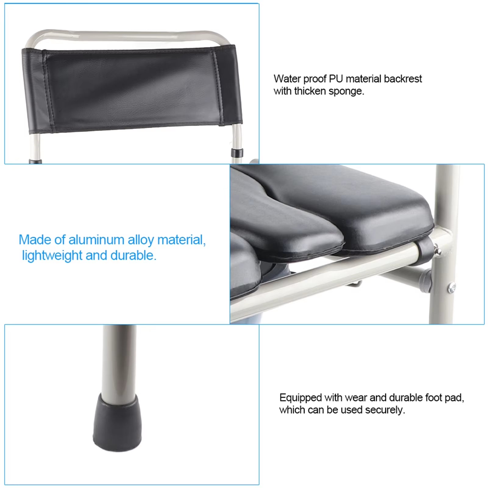 Aluminum Alloy Adult Toilet Commode Toilet Chair Bedside Bathroom