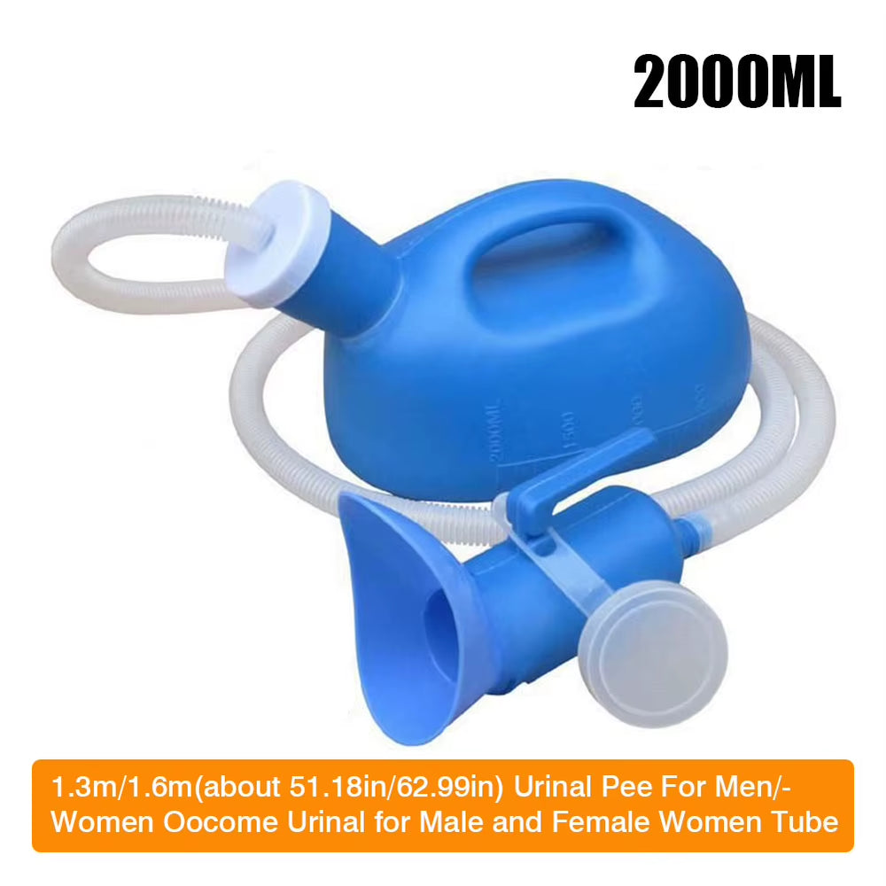 Urinal Bottle 2000Ml Urinal Potty with Lid and Extension Tube Outdoor Urinal Chamber Pot for Men Women Camping Car Travel