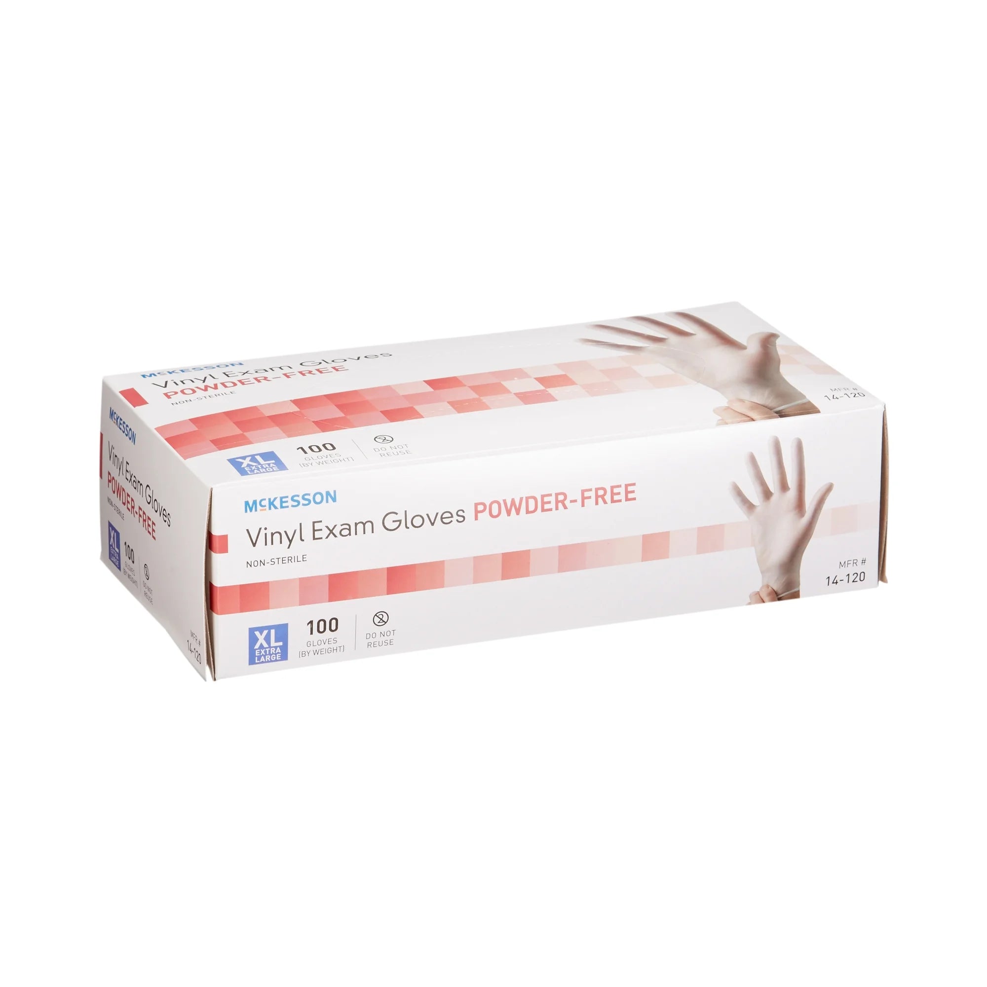 Vinyl Exam Gloves, Powder-Free, Disposable Medical Glove - XL, 100 Count, 1 Box
