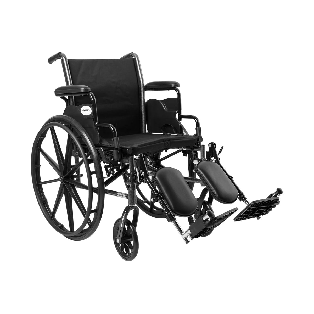 Black Lightweight Wheelchair, Steel, 18" W, 300-Lb Weight Capacity, 1 Ct