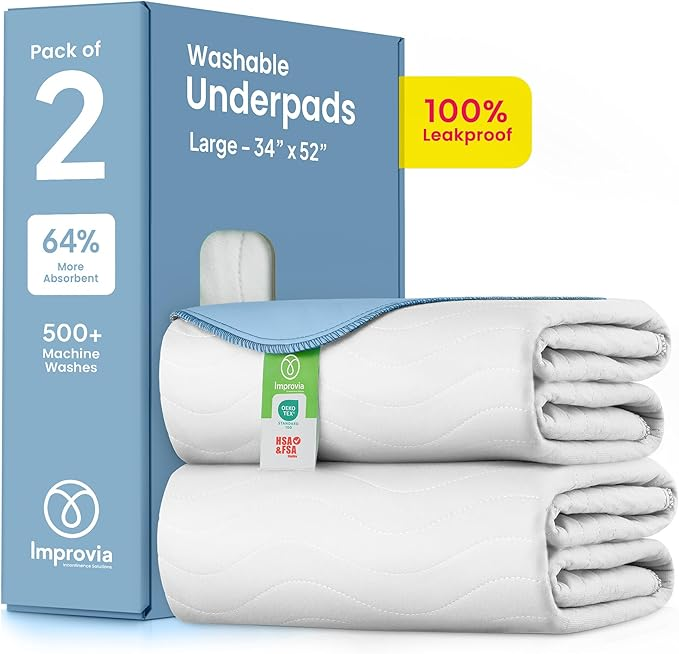 Washable Underpads – Heavy Absorbency Reusable Incontinence Pads for Adults & Elderly