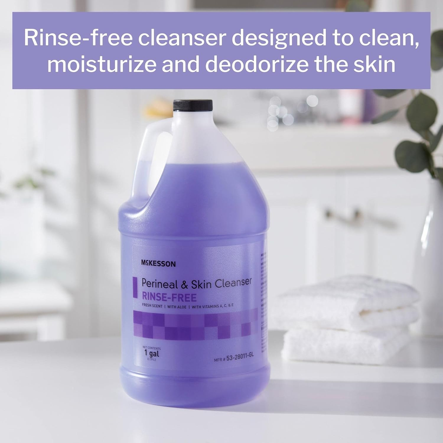 McKesson Perineal Skin Cleanser with Aloe – Rinse-Free Body Wash for Incontinence or Ostomy Care