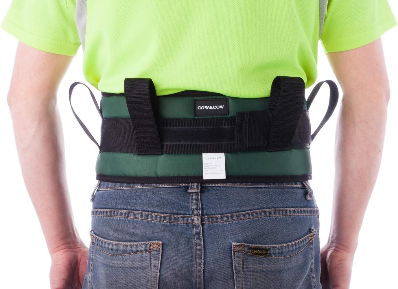 Padded Gait Belt with 4 Handles and Quick Release Buckle 5.5 Inchs(Green, M/28Inches-48Inches)