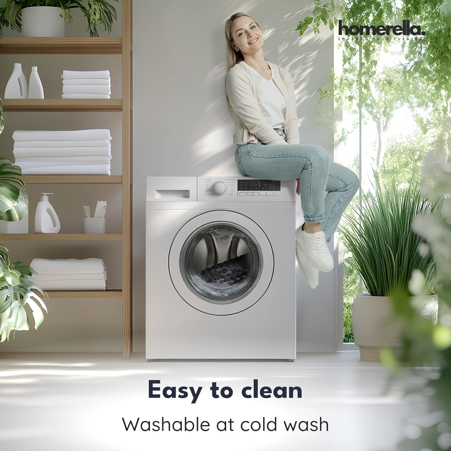 Extra-Long Non-Slip Bathtub Mat – 35x16" BPA-Free Shower Mat with Drain Holes & Drying Hooks (Anti-Mold, Machine Washable)