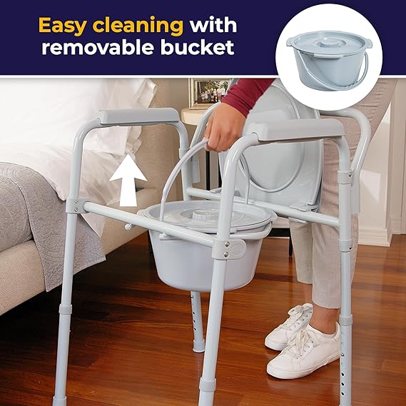 Drive Medical 3-in-1 Folding Commode Chair – Safe, Durable & Portable