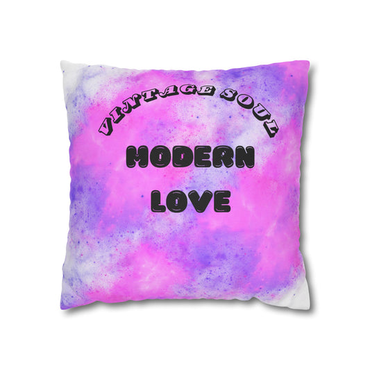 Vintage Soul Modern Love Pillowcase, Boho Chic Decor, Cozy Home Accent, Gift for Friends, Pink Purple Cushion Cover