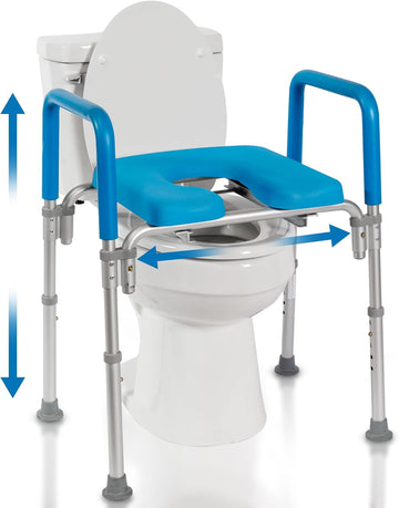 Original Ultimate Padded Raised Toilet Seat with Handles, Riser for Seniors with Adjusted Height & Width, FSA HSA Eligible 420Lb for Elderly, Seniors, Pregnant, Fits Any Toilet