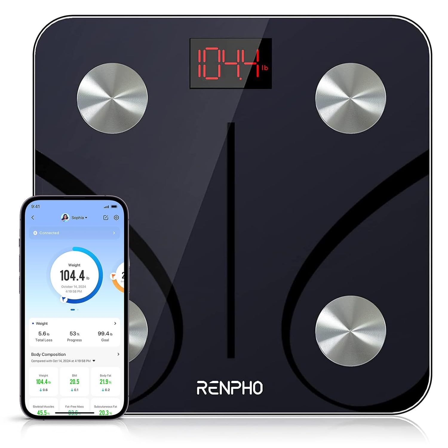 Bluetooth Digital Body Fat Scale, BMI & Health Composition Monitor with App Connectivity