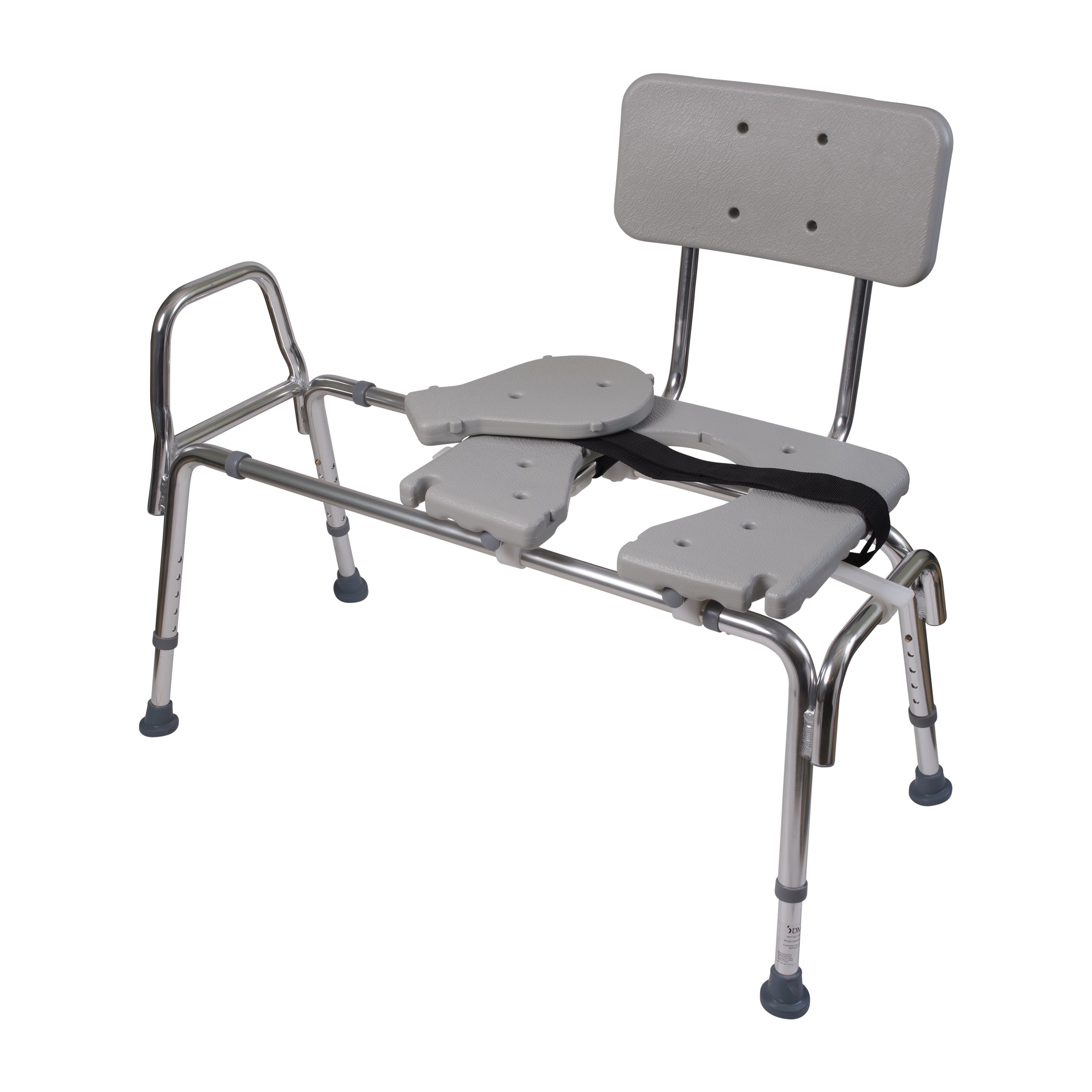 Tub Transfer Bench and Sliding Shower Chair Made of Heavy Duty Non Slip Aluminum Body and Plastic Seat with Adjustable Seat Height and Cut Out Access Holding Weight Capacity up to 400 Lbs, Gray