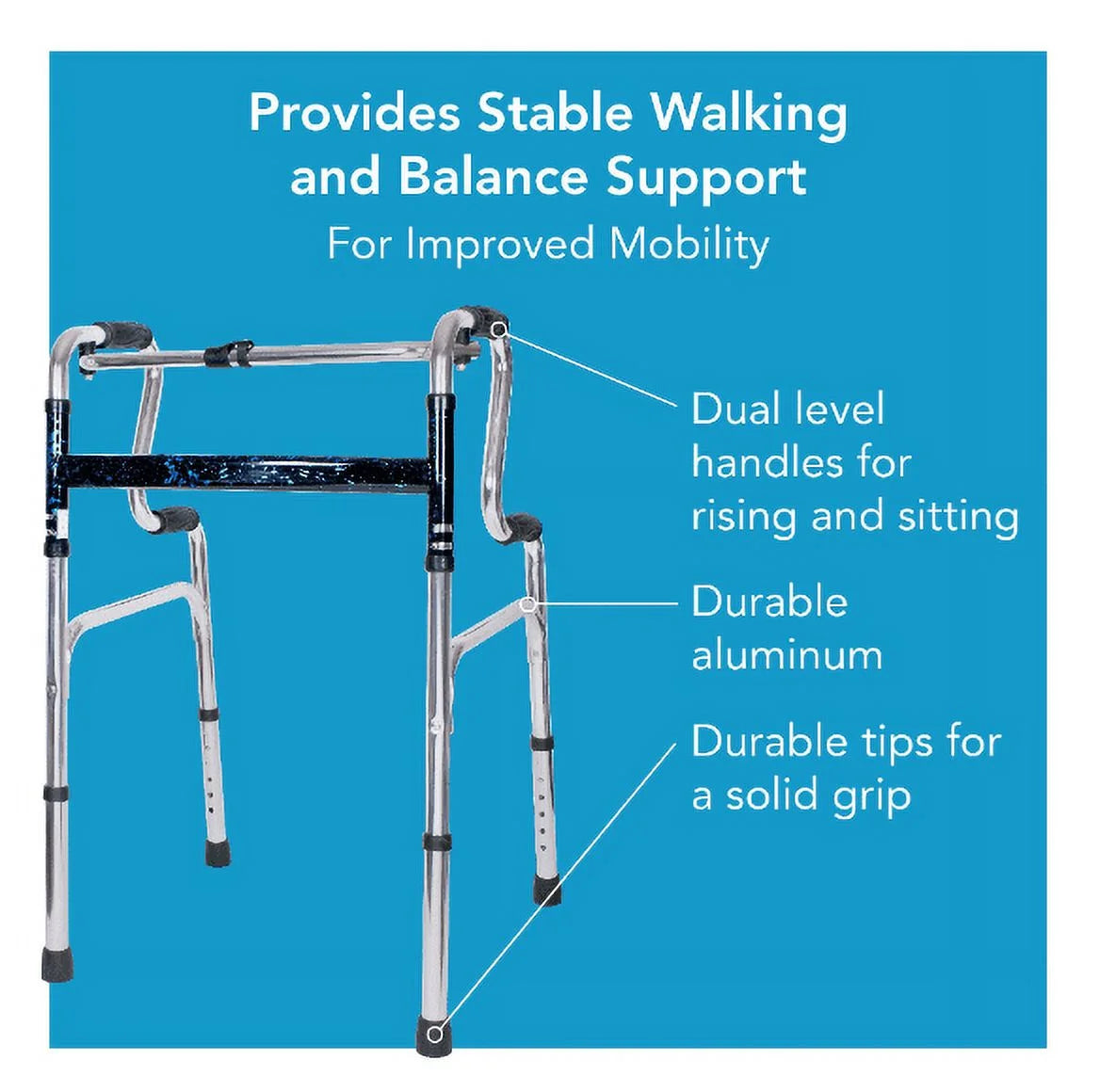 Aluminium Uplift Folding Walker with Adjustable Height, 300 Lb Weight Capacity