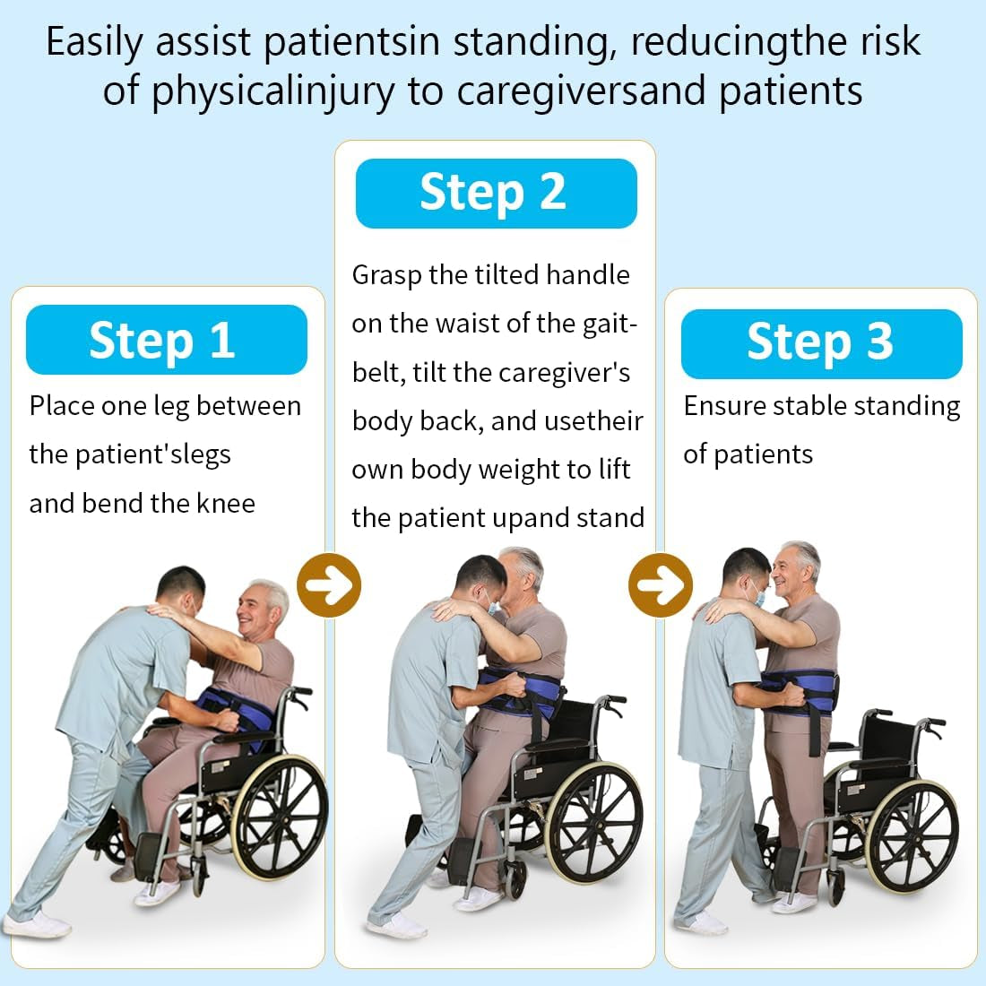 Gait Belts with Padded Handles,Transfer Belts Physical Therapy Belt for Seniors Moving, Lifting Belt Assist Patient/Elderly(Blue, X-Large)