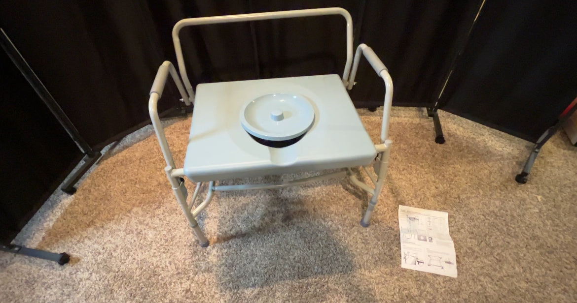 Large Portable Commode Drop Arm Commode Chair | Extra Wide Heavy Duty Portable Toilet 500 lbs ...