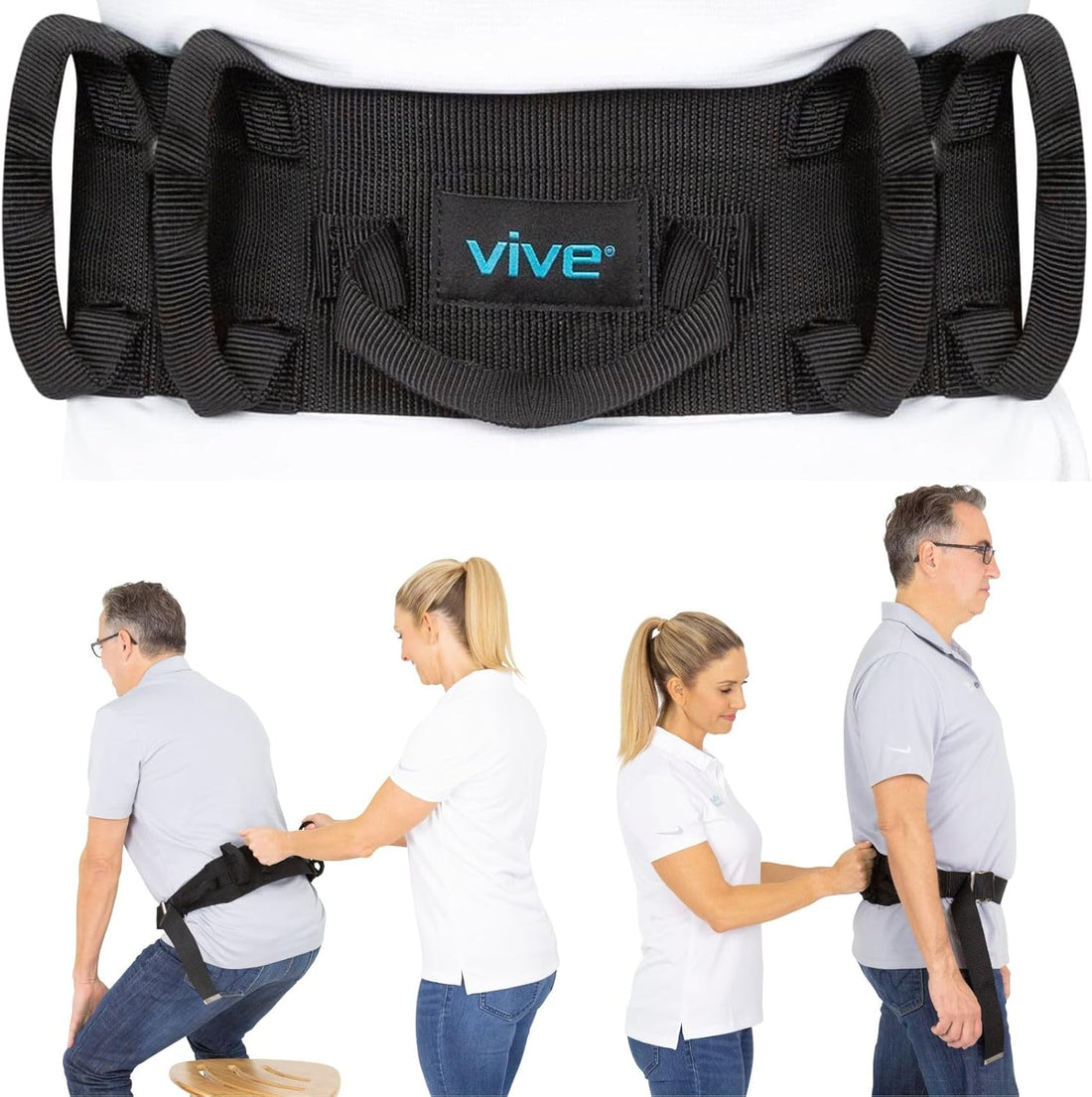 Gait Belt (300Lbs) Transfer Belt with Handles - Medical Nursing Safety Patient Assist - Bariatric, Elderly, Handicap, Physical Therapy - PT Gate Strap Quick Release Metal Buckle, Grabbing Teeth