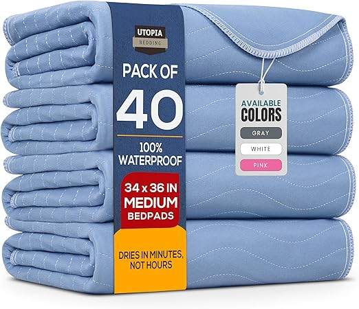 Utopia Bedding Washable Underpads – Waterproof Reusable Heavy Absorbency Incontinence Bed Pads for Adults