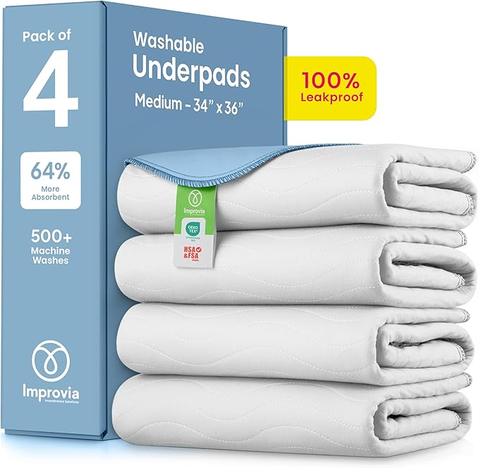 Washable Underpads – Heavy Absorbency Reusable Incontinence Pads for Adults & Elderly