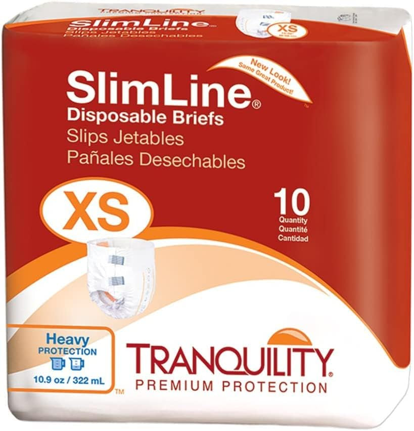 Slimline Adult Diapers with Tabs, X-Small, 10 Ct