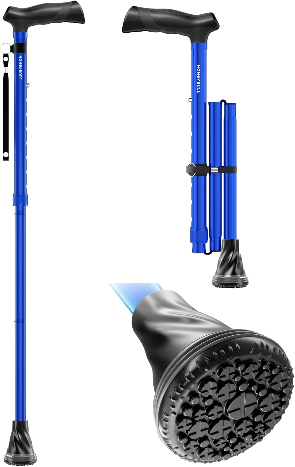 HONEYBULL Foldable Walking Cane for Seniors & Adults – Adjustable, Lightweight & Travel-Friendly
