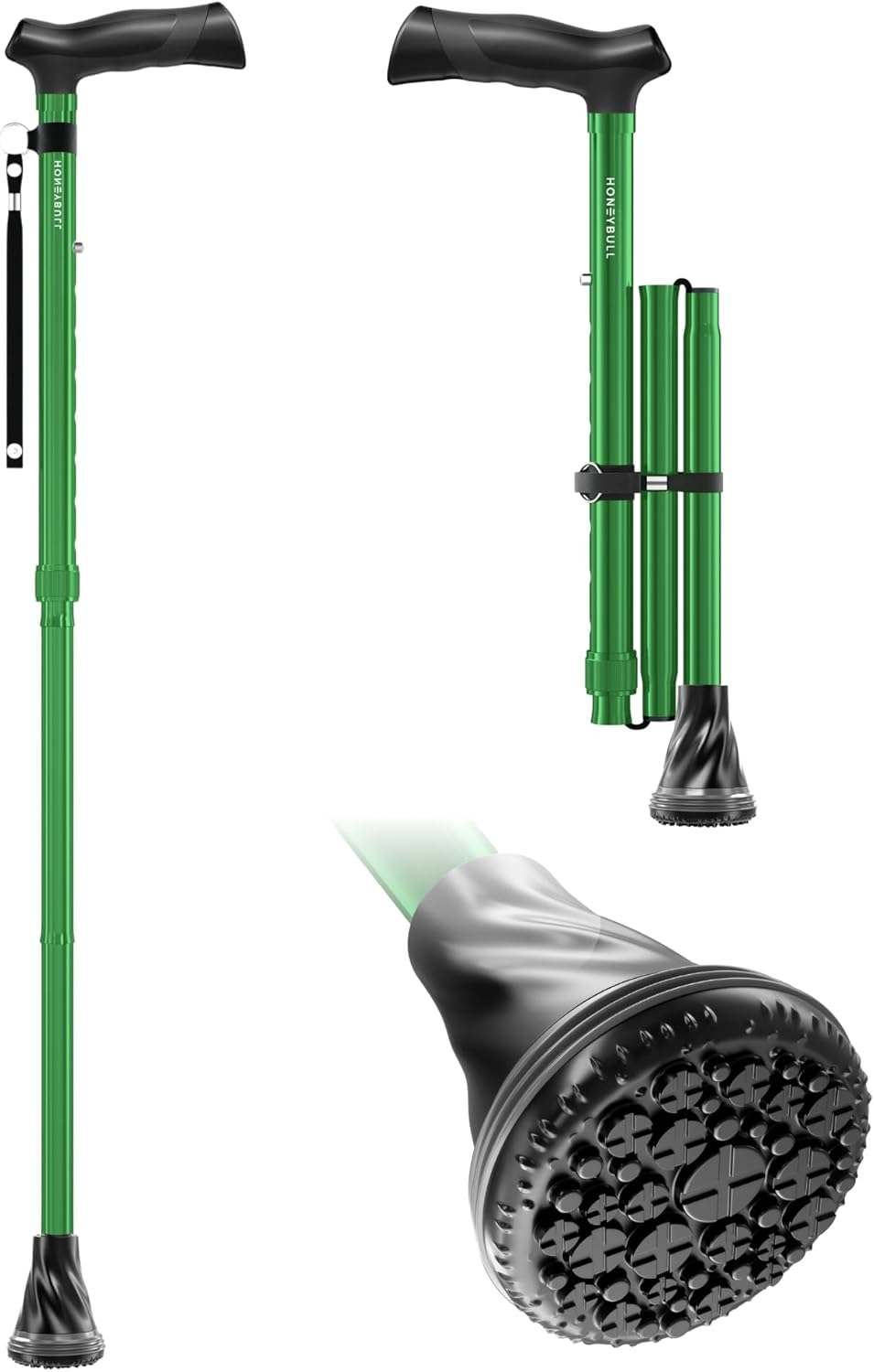 HONEYBULL Foldable Walking Cane for Seniors & Adults – Adjustable, Lightweight & Travel-Friendly