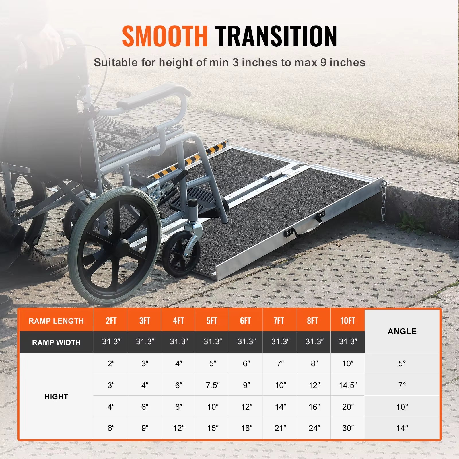 Portable Wheelchair Ramp Non-Slip Aluminum Folding Threshold Ramp Foldable Mobility Scooter Ramp Wheel Chair Ramp