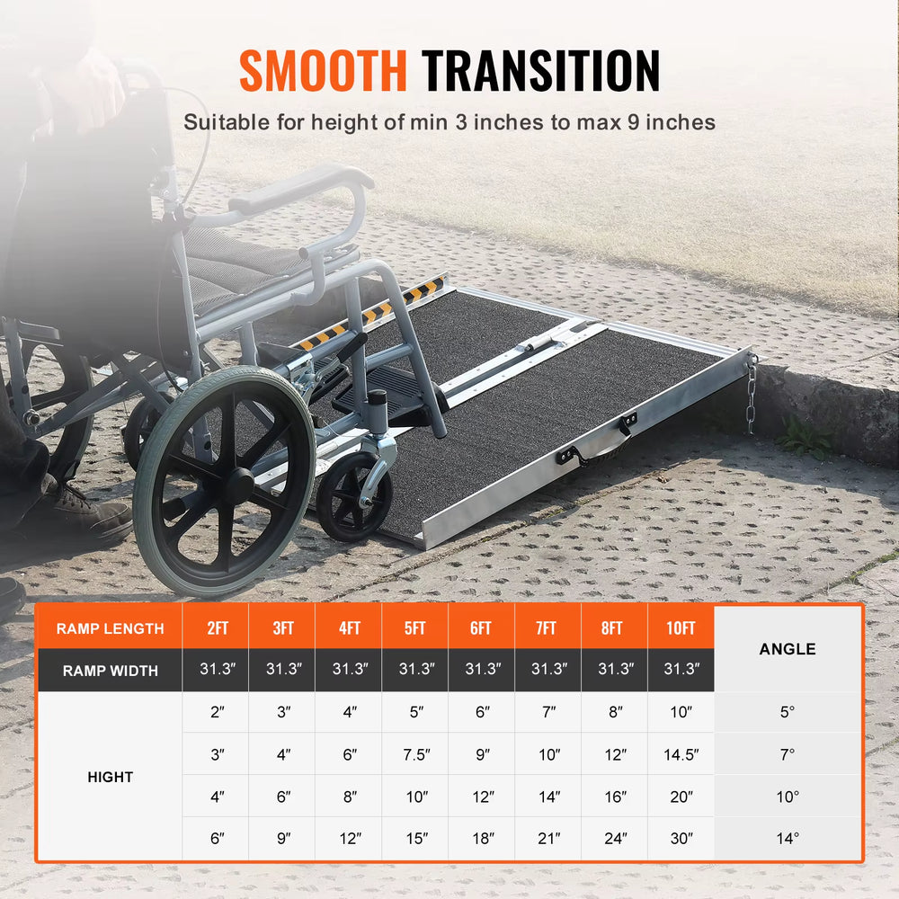 Portable Wheelchair Ramp Non-Slip Aluminum Folding Threshold Ramp Foldable Mobility Scooter Ramp Wheel Chair Ramp