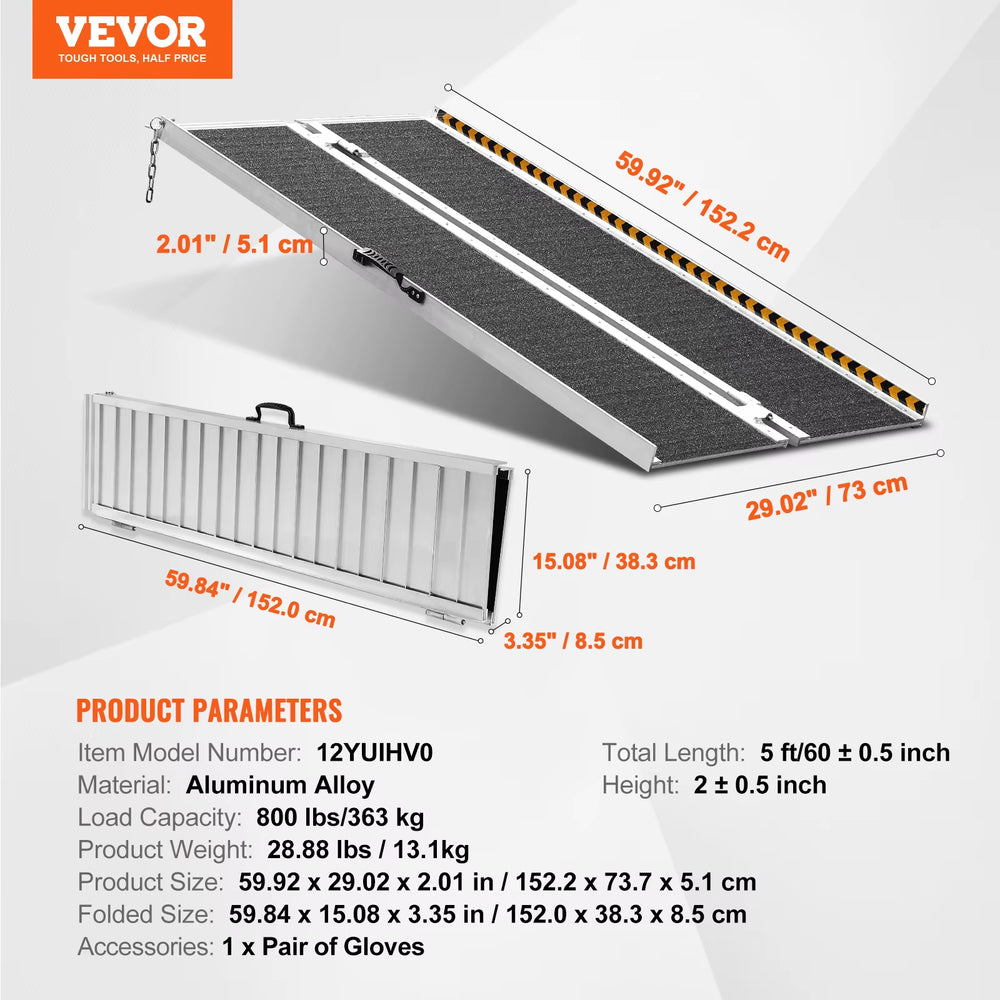 Portable Wheelchair Ramp Non-Slip Aluminum Folding Threshold Ramp Foldable Mobility Scooter Ramp Wheel Chair Ramp