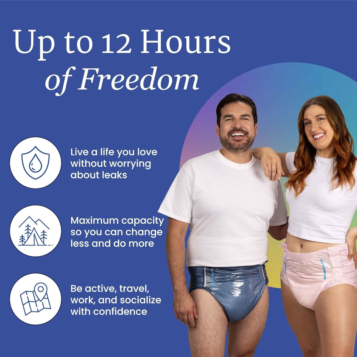 Megamax Adult Overnight Diapers, 12-Hour Tab-Style, X-Small, 12 Count Bag, White, 18-30 Inches, Unisex Incontinence Underwear