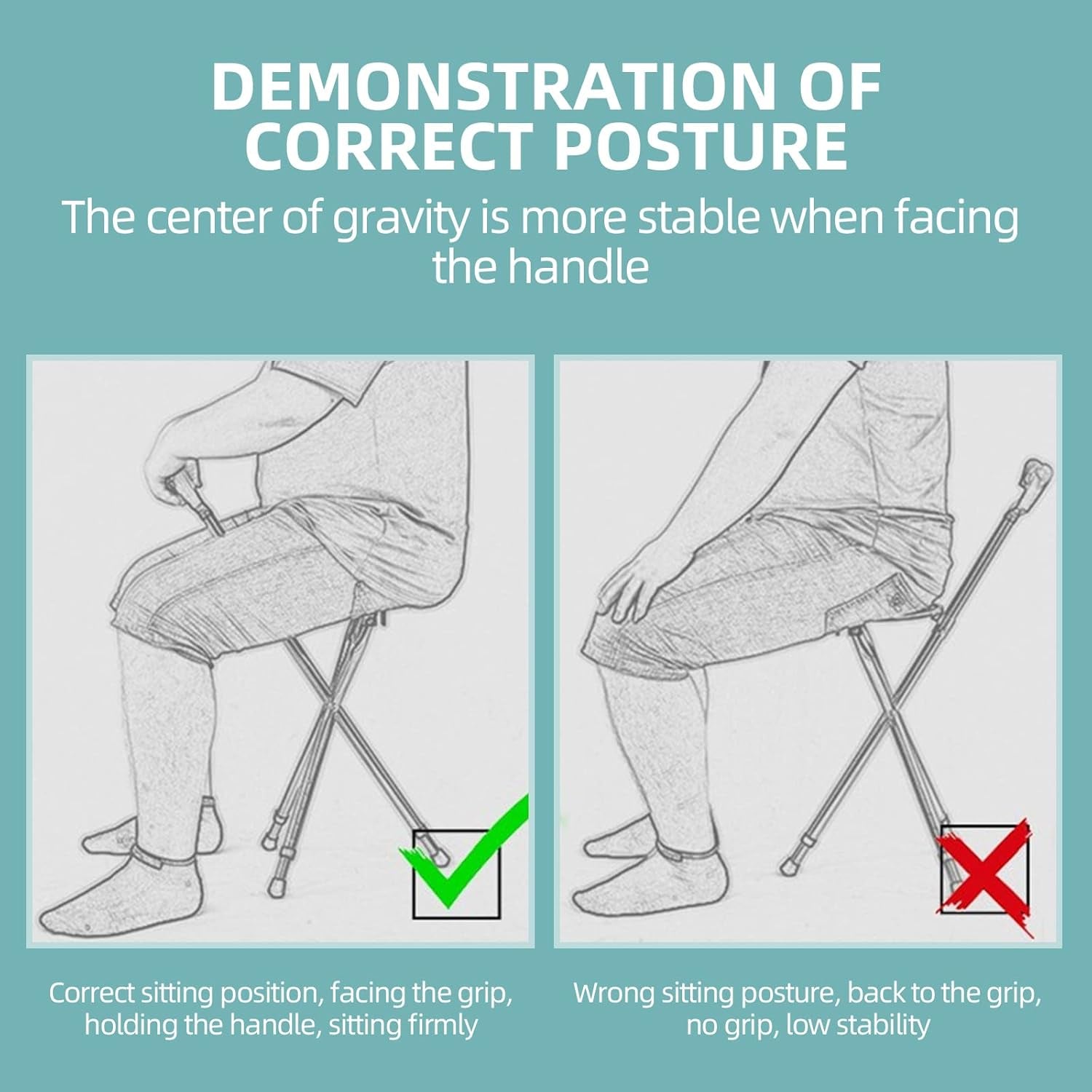 Hold 440 Lbs Folding Canes with Seat Walking Stick Height Adjustment Cane Seat Capacity Frosted Handle with Magnetic Therapy Stone Crutches Stool