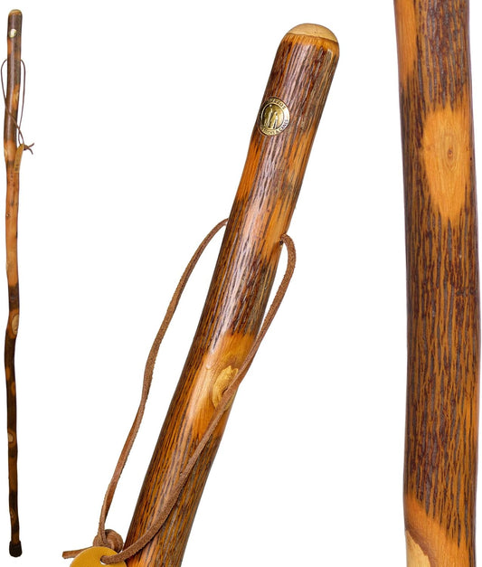 Rustic Wood Walking Stick, Hickory, Traditional Style Handle, for Men & Women, Made in the USA