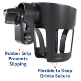 Wheelchair Rollator Cup Holder - Universal Adjustable Bottle Holder (360 Degrees) for Walker, Strollers, Bike, Pram, and More