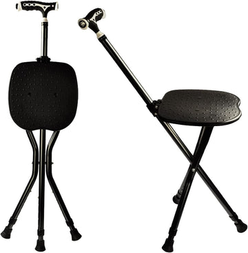Hold 440 Lbs Folding Canes with Seat Walking Stick Height Adjustment Cane Seat Capacity Frosted Handle with Magnetic Therapy Stone Crutches Stool