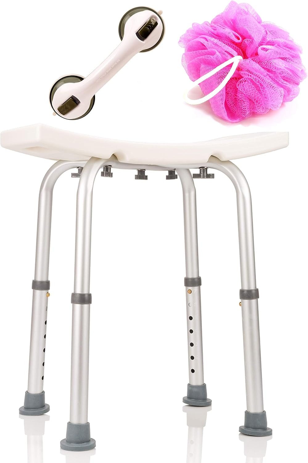 Dr Maya’S Adjustable Shower Chair with Free Grab Bar | Plastic Chair Bath Seat, Bathroom Chair | Shower Stool for inside Shower | Handicap Shower Chair | inside Shower Seat Bench, 300 Lb Capacity