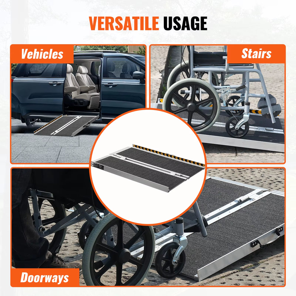 Portable Wheelchair Ramp Non-Slip Aluminum Folding Threshold Ramp Foldable Mobility Scooter Ramp Wheel Chair Ramp