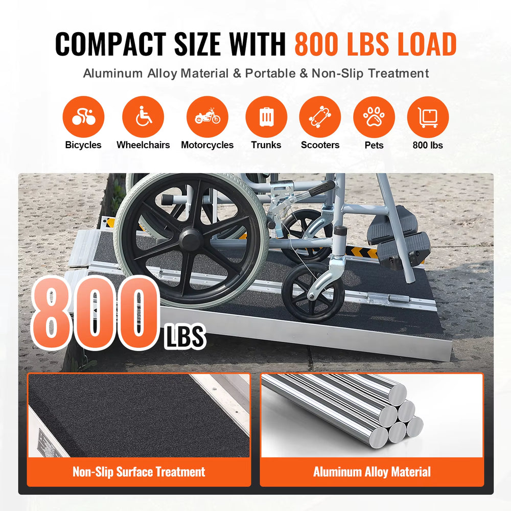 Portable Wheelchair Ramp Non-Slip Aluminum Folding Threshold Ramp Foldable Mobility Scooter Ramp Wheel Chair Ramp