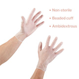 Vinyl Exam Gloves, Powder-Free, Disposable Medical Glove - XL, 100 Count, 1 Box