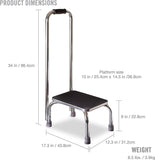 Step Stool with Handle and Non Skid Rubber Platform, Lightweight and Sturdy Stool for Seniors, Adults and Children, Holds up to 300 Pounds with 9.5 Inch Step Up, 17.3"D X 12.3"W X 34"H, Chrome