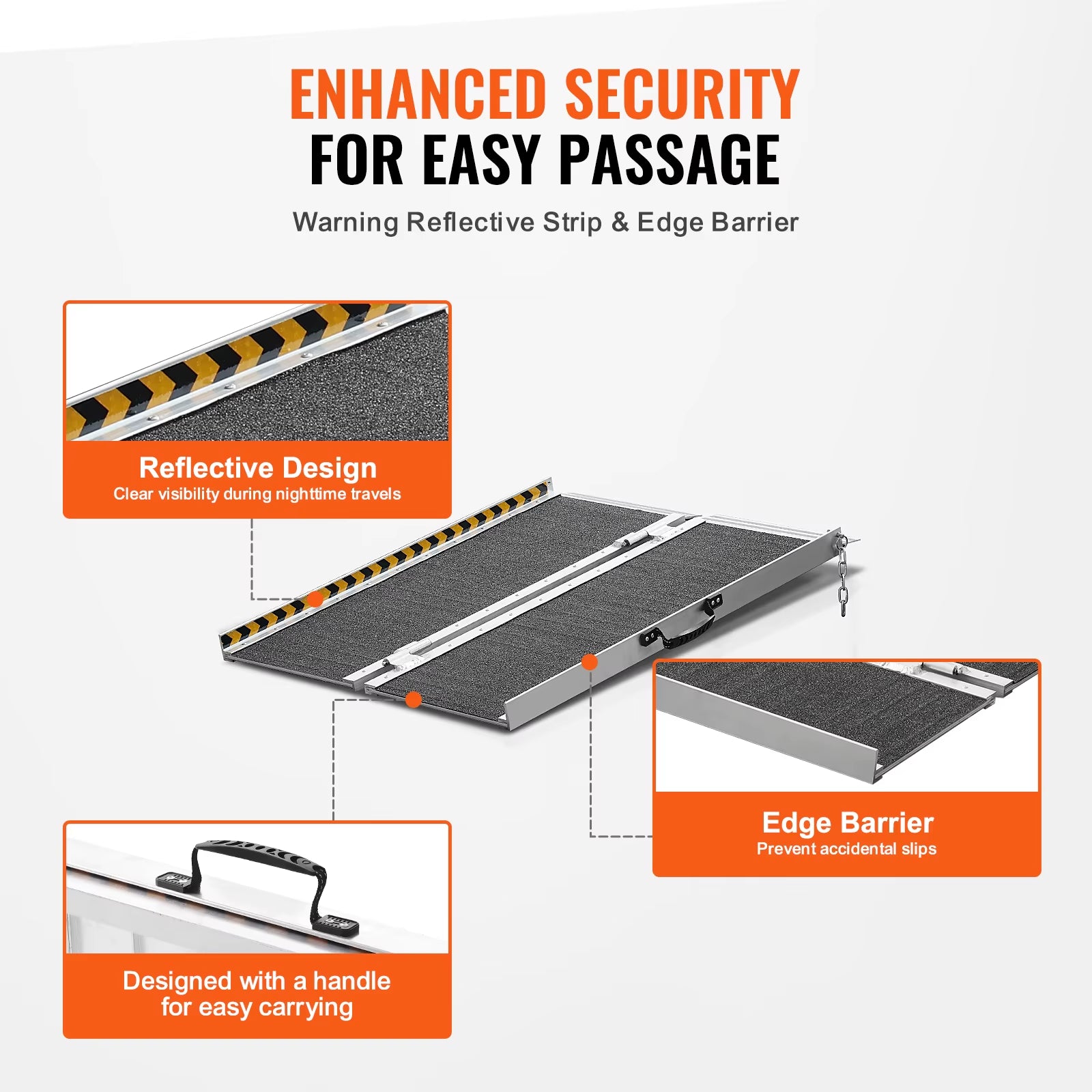 Portable Wheelchair Ramp Non-Slip Aluminum Folding Threshold Ramp Foldable Mobility Scooter Ramp Wheel Chair Ramp