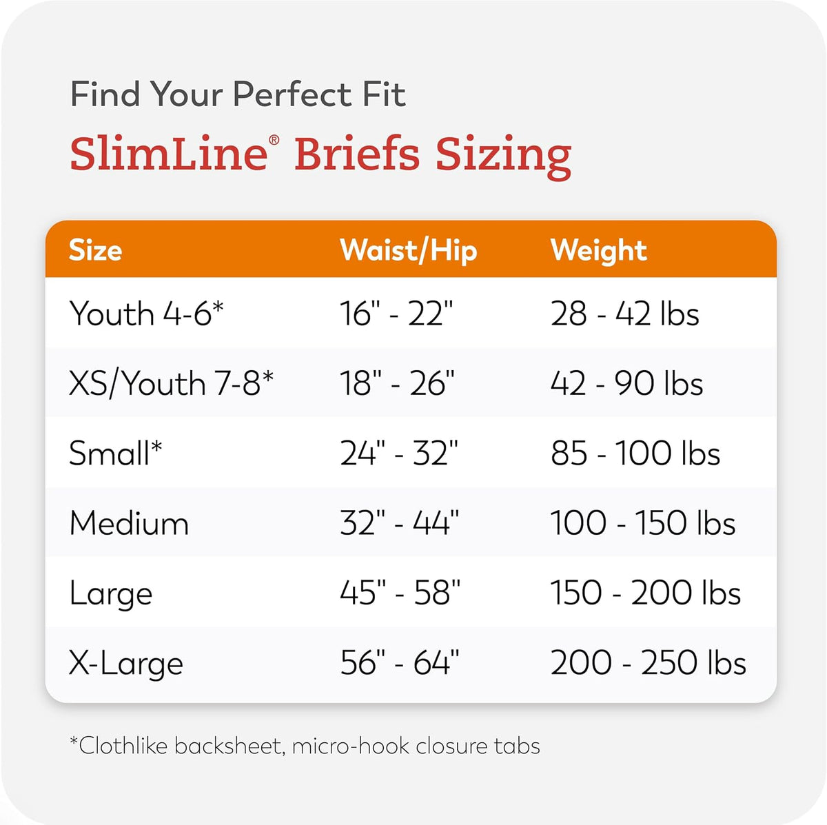 Slimline Adult Diapers with Tabs, X-Small, 10 Ct