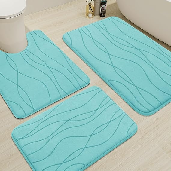 YIHOUSE 5-Piece Memory Foam Bathroom Rug Set – Ultra-Soft, Absorbent & Non-Slip Bath Mats