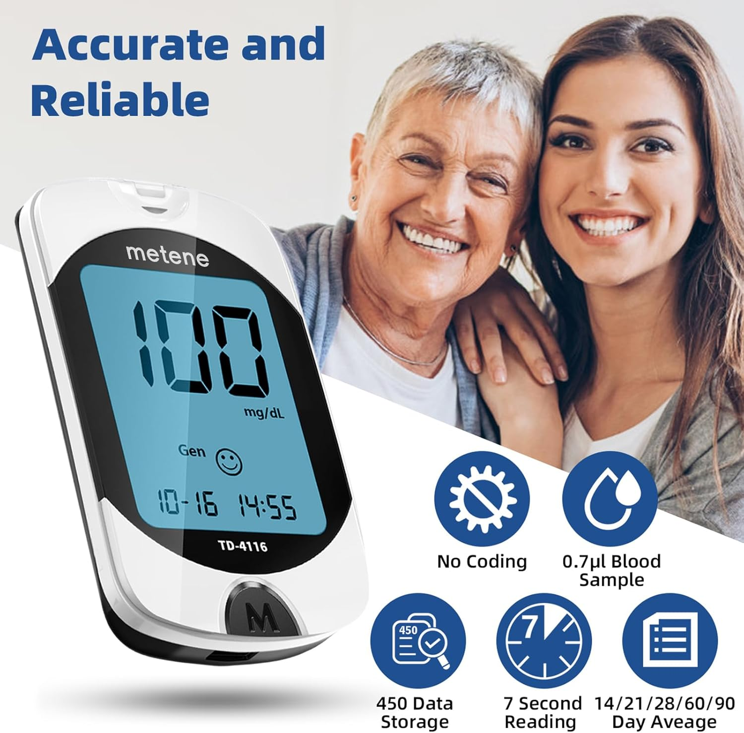 Metene TD-4116 Blood Glucose Monitor Kit – Accurate, Fast & User-Friendly Diabetes Testing
