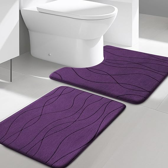 YIHOUSE 5-Piece Memory Foam Bathroom Rug Set – Ultra-Soft, Absorbent & Non-Slip Bath Mats