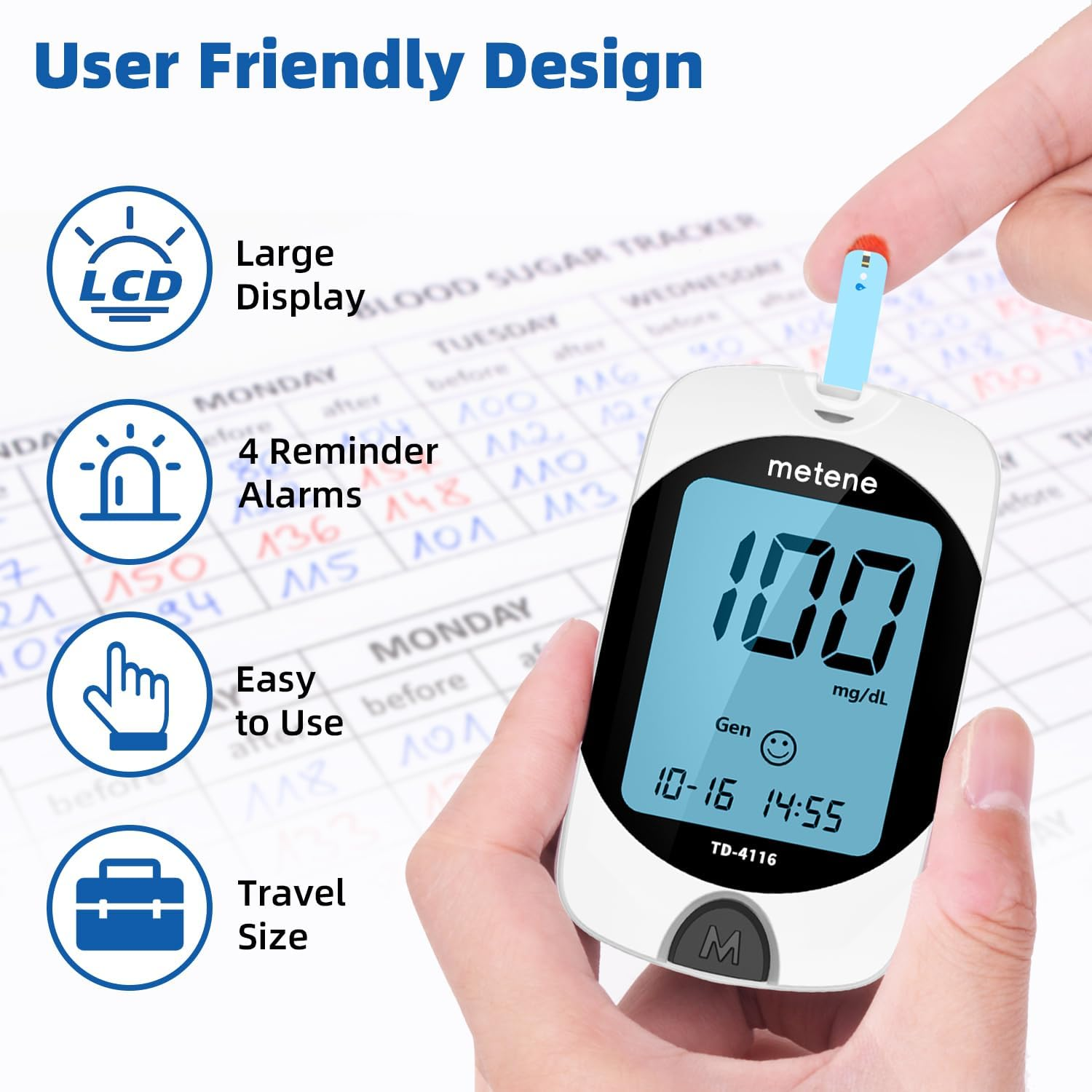 Metene TD-4116 Blood Glucose Monitor Kit – Accurate, Fast & User-Friendly Diabetes Testing
