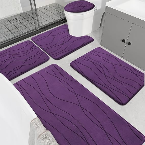 YIHOUSE 5-Piece Memory Foam Bathroom Rug Set – Ultra-Soft, Absorbent & Non-Slip Bath Mats