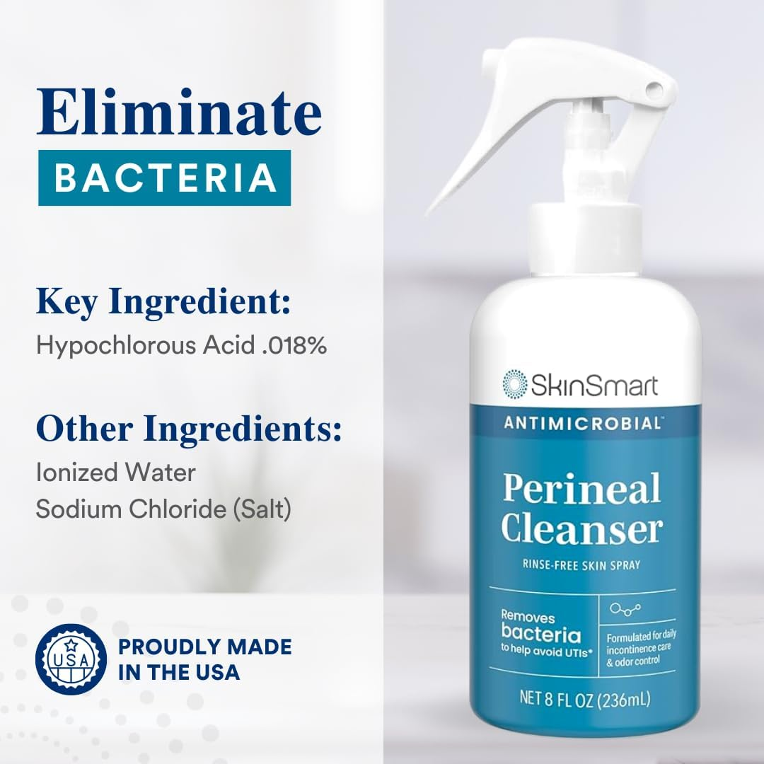 SkinSmart Antimicrobial Perineal Cleanser – Rinse-Free, Gentle Hygiene Care for Incontinence & Postpartum Use