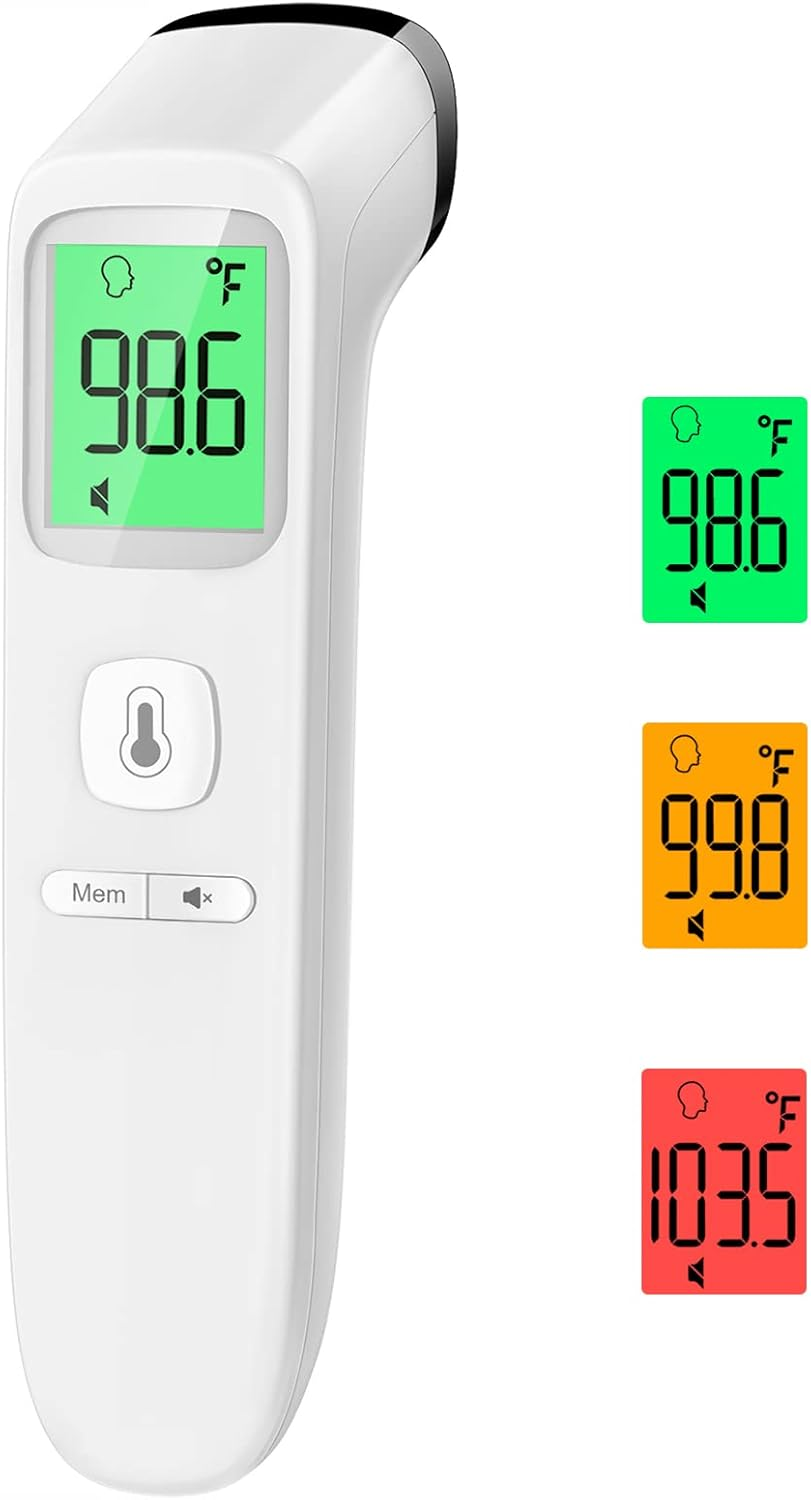 No-Touch Thermometer for Adults – Digital Infrared Thermometer with Fever Alarm, 1-Second Fast Reading, 2-in-1 Mode