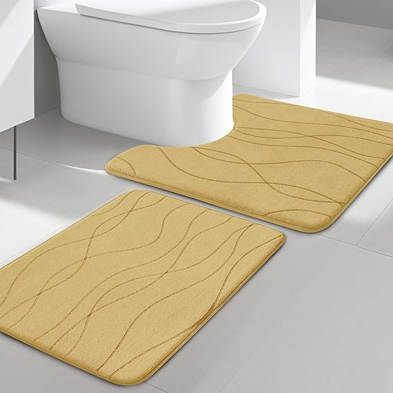 YIHOUSE 5-Piece Memory Foam Bathroom Rug Set – Ultra-Soft, Absorbent & Non-Slip Bath Mats