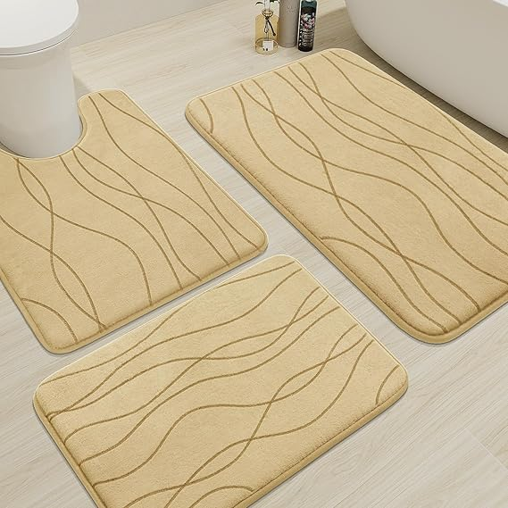YIHOUSE 5-Piece Memory Foam Bathroom Rug Set – Ultra-Soft, Absorbent & Non-Slip Bath Mats