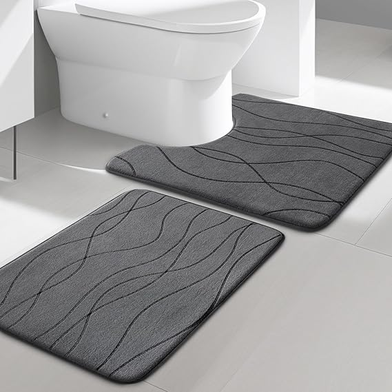 YIHOUSE 5-Piece Memory Foam Bathroom Rug Set – Ultra-Soft, Absorbent & Non-Slip Bath Mats