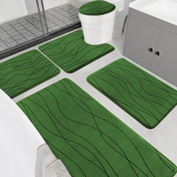 YIHOUSE 5-Piece Memory Foam Bathroom Rug Set – Ultra-Soft, Absorbent & Non-Slip Bath Mats
