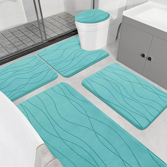YIHOUSE 5-Piece Memory Foam Bathroom Rug Set – Ultra-Soft, Absorbent & Non-Slip Bath Mats