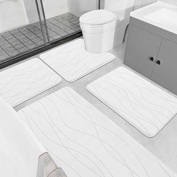 YIHOUSE 5-Piece Memory Foam Bathroom Rug Set – Ultra-Soft, Absorbent & Non-Slip Bath Mats